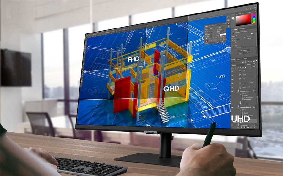 Monitor Samsung wyświetlony photoshop