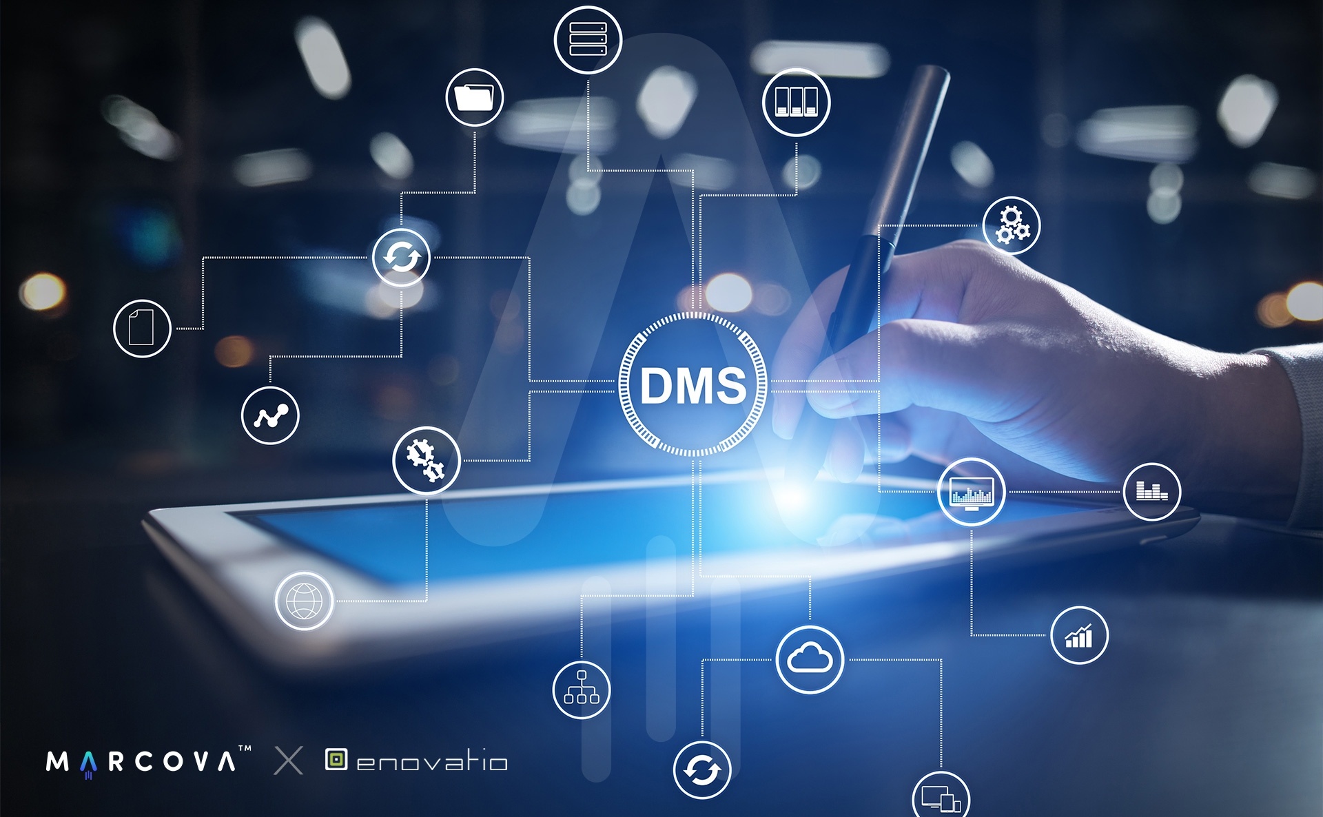 Grafika diagram z logo Marcova Enovatio