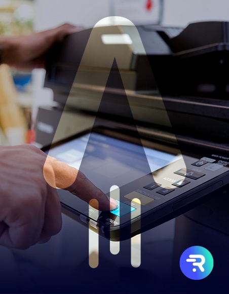 Panel drukarki z logo Marcoa